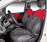 CORA Spa Coprisedili Anteriori Personalizzati, Fiat Panda 12>, Tess. Cotone Quadri Grigio E Poliestere Rosso/grigio, color Grigio