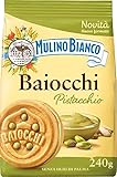 Mulino Bianco Biscotti Baiocchi al Pistacchio, Biscotti con Pistacchio e Pastafrolla Ideali per Colazione o Merenda, Senza Olio di Palma, 1 Sacchetto da 240g