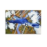 KYTIN WWII Fighter Poster P-51D in combattimento aereo con tela decorativa Fw-190, 50 x 75 cm