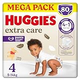 Huggies Extra Care, Pannolini Taglia 4 (9-14 kg), Mutandina traspirante, Pacco Mega, 80 Pz