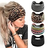 4 Pezzi Fasce Per Capelli Donna,Kavya Larga Fascia Elastici Stampa Leopardata Boho Alla Moda Floreale Accessori Per Lavoro Quotidiano Yoga(A)