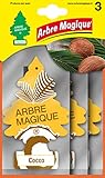 Arbre Magique, Profumatore Auto, Fragranza Cocco, Profumazione Esotica e Fruttata, Durata fino a 7 Settimane, Made in Italy, Formato Multipack da 3 Pezzi