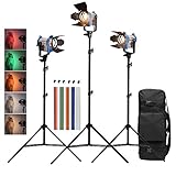 BOLLUMA Fresnel 150 W Wolfram Spotlight Kit Mandarino, luce fissa proiettore con lampadina alogena, filtro gelatina, morsetti, porta luce e borsa per il trasporto per studio video, fotografia digitale