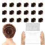 Qufiiry 24 Pezzi Retine per Capelli Chignon, Retina Chignon Bambina Danza con 10 Forcine per Capelli Forma U, Invisibili Retina per Capelli, per capelli per fissare parrucche capelli e chignon