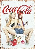 Coca Cola Vintage Wall Pubblicità Retro Targa in Metallo Cucina Drink Pop UK 2 ragazze (taglia A5 (200 x 150 mm)