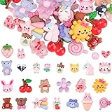 EBANKU - 100 ciondoli per unghie, stile kawaii, con retro piatto, in resina, a forma di animale, decorazione 3D per unghie, per fai da te, creazione di gioielli, 1 count (Pack of 1), Resina, Resina