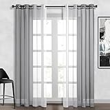 Topfinel Tende per Interni da ufficio Voile Trasparenti con Occhielli Moderne Grigio 140x260cm Tende Cameretta Bambini Soggiorno Balcone Camerette dei Bambini 2 Pezzi Tende a Fantasia per Coppie