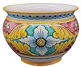 Sicilia Bedda - VASO IN CERAMICA DI CALTAGIRONE - Realizzato e Dipinto a Mano - Altezza 20 CM Diametro 26 CM (Fiore su Maioliche)