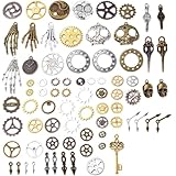 76 Pezzi Ingranaggi Steampunk in Metallo Vintage Bronzo - Charm Pendenti per Gioielli Fai-da-Te e Artigianato - Accessori Vintage per Creazioni Uniche e Originali.