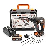 Worx WX390.1 H3 Martello Pneumatico, Trapano e Avvitatore 20V - 2 Batterie da 20V da 2,0Ah Li-Ion