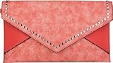 styleBREAKER clutch envelope con design a busta e borchie, stile vintage washed a 2 tonalità, borsa da sera, donna 02012172, colore:Rosso