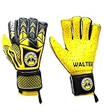 WALTER Guanti Portiere Professionale, Calcio, Modello Tiger con Stecche. (Giallo, 10)