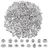 SOFPLATE 400 pz 16 stili Lega Distanziatori Perline Argento Tibetano Perline MetAllos Antico Assortiti Fiori Rotondi Filigrana Distanziatori Sciolti Perline Fascino per Creazione di Gioielli Bracciale