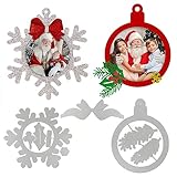 2Set Fustelle Cornice Foto Portafoto Fustelle Fiocco di Neve Fustelle Pallina di Natale Ciondoli Natalizi Decorazioni Albero di Natale Scrapbooking Biglietto d auguri Goffratura Fai da Te