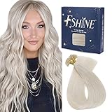 Fshine Extension Cheratina 35CM 50g Real Hair Extension Biondo Platino Capelli U Tip Extension 1g/ciocca Keratin Human Hair Extension Capelli Lisci Extension Veri #1000