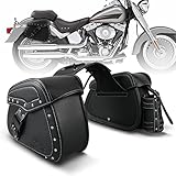 NICECNC Borse Da Sella Per Moto In Pelle Pu, Borse Laterali Da Sella Per Moto Di Grande Capacità Con Portabicchieri E Serratura, Universali Per Softail Dyna Fat Boy V-Star Shadow Vulcan, Nero