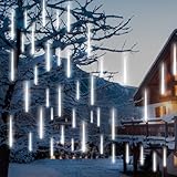 PEMOTech Luci da Esterno, Pioggia di Meteore 30 cm 15 Tubi 540 LED Cascata Ghiaccioli di Neve per Albero di Natale Decorazione di Halloween