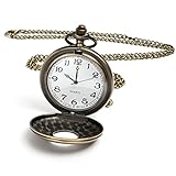 Vicloon Orologio da Taschino Vintage con Numeri Romani, al Quarzo, con Catena, Collana, per Uomo e Donna