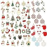 TYXHXTF 65 Pezzi Ciondoli Natalizi Mini Ciondoli Natalizi Christmas Pendant per Natale Ciondoli di Natale Charm, Ciondoli Natale per Alberi di Natale, Ringraziamento, Gioielli Fai-Da-Te