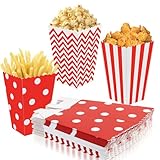 24 Pezzi Sacchetti Pop Corn, Scatole di Popcorn, Scatole Pop Corn per Feste, Porta Pop Corn Festa, Contenitori Pop Corn di Carta, Caramello Pop Corn per Biscotti, Caramelle, Matrimonio - Rosso