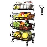 YUTUY Carrello Portafrutta,Cestino per Frutta a 4 strati Cestino Cesti Impilabili su Ruote,cesto per frutta e verdura per Cucina, Dispensa, Ripostiglio, Bagno,verdura, articoli da toeletta