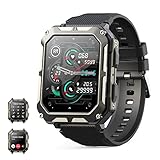 Smartwatch Uomo Militare con Effettua/Risponde Chiamate , 1.81" all aperto Orologio Fitness Tracker IP68 con 123 Modalità Sport, Sonno/Notifiche WhatsApp, Smart Watch Compatibile con iOS Android