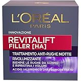 L Oréal Paris Crema Viso Notte Revitalift Filler, Azione Antirughe Rivolumizzante con Acido Ialuronico Concentrato, 50 ml