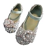 NNJXD Scarpe da Ragazza di Fiori Brillanti da Festa Mary Jane da Sposa per Bambini Scarpe da Principessa con Fiocco P68 Verde Taglia 22