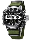 MEGALITH Orologio Uomo Militare Digitale Sportivo Orologio da Polso Quadrante Grande LED Orologi Analogico Digitali Impermeabile Allarme Cronometro Calendario - Verde Nero