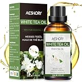 AESHORY Olio Essenziale di Tè Bianco 50ml, Olio di Tè Bianco di Grado Terapeutico, 100% Puri Naturali Oil Essenziali di Aromaterapia, Oli Profumati per Diffusori, SPA, Massaggio, Cura della Pelle