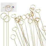 CJZZ 40 Pezzi Segnaposto-Segnaposto Cerchio e Cuore-Clip Portafoto-Segnaposto Tavolo-Porta Memo-Segnaposto in Filo Metallico-per Matrimonio, Compleanno, Baby Shower