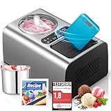 FOHERE Gelatiera con Compressore 220 W, 2 L Gelatiera Professionale con Bilancia Elettronica, 3 in1 Gelatiera Acciaio inossidabile, Timer regolabile, Display LED Touch, per Gelato, Yogurt e Sorbetti