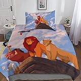 Copripiumino Per Set 3D Il Re Leone Da Letto Set in Microfibra Morbida Simba Copertura Copriletto Con 1 Federe Con Chiusura A Cerniera Trapunta Copertura Single（135x200cm）