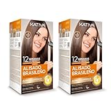 Kativa Confezione 2 liscianti brasiliani – Nuova formula con acido ialuronico – Trattamento lisciante professionale a casa – Fino a 12 settimane di durata – Raddrizzamento Keratina – Formula vegana –