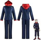 Jiumaocleu Anime Cosplay Costume Yuji Itadori School Uniform Outfits Suits Hooded Jacket + Pants Halloween Carnival Full Set Clothes Props