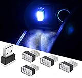 CTRICALVER Mini Luci USB, 5pcs Atmosfera usb light, Luci Interne Auto LED, Mini USB Kit per interni per auto, Interni per auto elettriche portatili, per Banca di alimentazione per laptop Blu