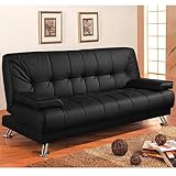 Bagno Italia Divano letto sofa 188x72 nero ecopelle braccioli soggiorno salotto modello Francesca I