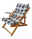 POLTRONA SEDIA SDRAIO RELAX 3 POSIZIONI IN LEGNO PIEGHEVOLE CUSCINO IMBOTTITO H 100 CM SOGGIORNO CUCINA SALONE DIVANO ARMCHAIR SOFA  (AZZURRA)