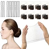 Sularpek Retine Capelli Per Chignon, 24 Pezzi Retine Per Capelli Invisibili E 10 Forcine Capelli Forma U, Chignon Bambina Per Capelli Per Fissare Parrucche Capelli E Chignon