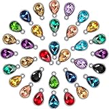 52 Pezzi Pendenti Cristallo a Goccia Ciondoli Cristallo a Goccia Pendenti Cristallo a Lacrima Findings dei Gioielli per Ragazze Donne Creazione di Gioielli per Collana Fai-Da-Te, 7 x 10 mm, 13 Colori