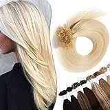 SEGO Extension Cheratina Capelli Veri Biondi 100 Ciocche U Tip Hair Extensions Invisibili 100% Remy Human Hair Indiani 50g 40 cm (50 g) (0.5g) Biondo Platino #60