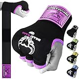 BEAST RAGE Guantoni da Boxe in Gel per Le Mani, 75 cm, Imbottiti, Elastici, per Allenamento, Muay Thai, Bende UFC per Uomo, Donna e Bambini (S (Adulto), Viola)