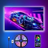 Romwish Strisce LED USB, 3M retroilluminazione LED TV con controllo da APP striscia LED RGB per TV da 40 pollici-50 pollici, sincronizzazione con musica, Adatto a TV, PC Monitore e Camera da Letto…