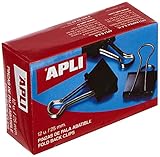 APLI 296867 Confezione 12 Fermafogli a Clip Standard, 25 mm