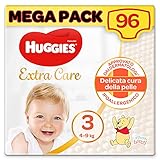 Huggies Extra Care Pannolini, Taglia 3 (4-9 Kg), Confezione da 96 Pannolini