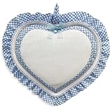 Fiocco Nascita Cuore da Ricamare a Punto Croce, Coccarda Nascita Cuore con Tela aida, Cuore Tessuto Quadretto e Tela Aida (07 Azzurro)