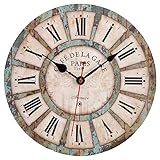 ACCSHINE Orologio da Parete 30cm Country Vintage Numeri Romani, Grande di Legno, Decorazione per Casa Ufficio Cucina Soggiorno Camera