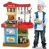 BAKAJI Cucina Giocattolo per Bambini con Fornello Funzionante Luci e Suoni Forno e Lavastoviglie Apribili Lavello e 30 Accessori My Little Chef Gioco Inclusi Dimensione 52 x 26 x 72 cm (Azzurro)