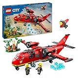 LEGO City Aereo Antincendio, Giocattolo dei Vigili del Fuoco per Bambini e Bambine da 6 Anni in su, Aeroplano con Portellone Apribile Lancia Elementi Acqua, 3 Minifigure dei Pompieri e Jetpack 60413