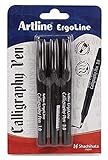 Art Line Ergoline Calligraphy Fountain Pen with 1. 0,2. 0 and 3. 0 mm Nibs (Black Ink)